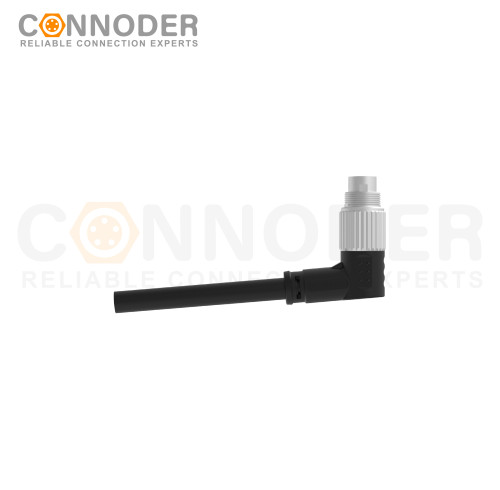 M9 Male Sensor Connecting-Right Angle Overmolded Cable,UL, PUR, black,Solder Connection