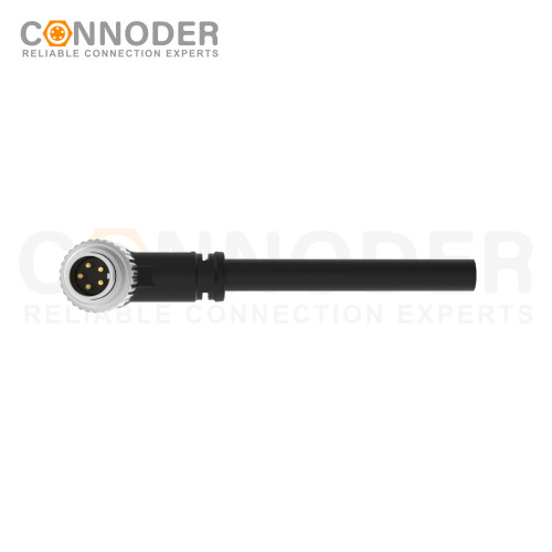 M9 Male Sensor Connecting-Right Angle Overmolded Cable,UL, PUR, black,Solder Connection