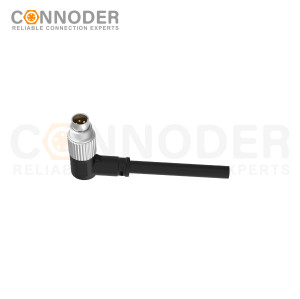 M9 Male Sensor Connecting-Right Angle Overmolded Cable,UL, PUR, black,Solder Connection