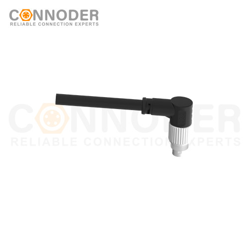M9 Male Sensor Connecting-Right Angle Overmolded Cable,UL, PUR, black,Solder Connection