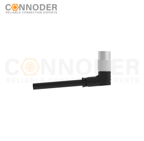M9 Female Sensor Connecting-Right Angle Overmolded Cable,UL, PUR, black,Solder Connection