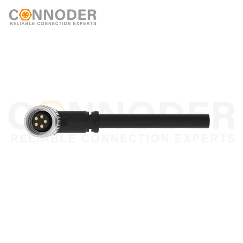 M9 Female Sensor Connecting-Right Angle Overmolded Cable,UL, PUR, black,Solder Connection