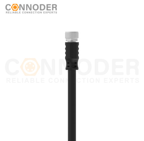M8 Female Cable Connector-Straight Overmolded Cable,UL, PUR, black,Solder Connection,A code