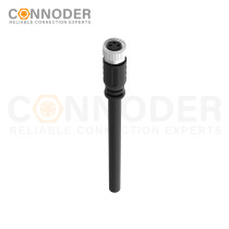 M8 Female Cable Connector-Straight Overmolded Cable,UL, PUR, black,Solder Connection,A code