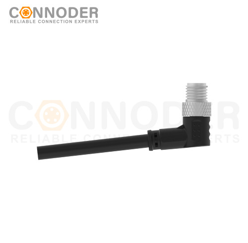 M8 Male Sensor Connecting-Right Angle Overmolded Cable,UL, PUR, black,Solder Connection,A code
