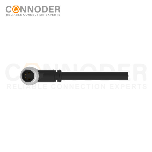 M8 Male Sensor Connecting-Right Angle Overmolded Cable,UL, PUR, black,Solder Connection,A code