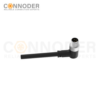 M8 Male Sensor Connecting-Right Angle Overmolded Cable,UL, PUR, black,Solder Connection,A code