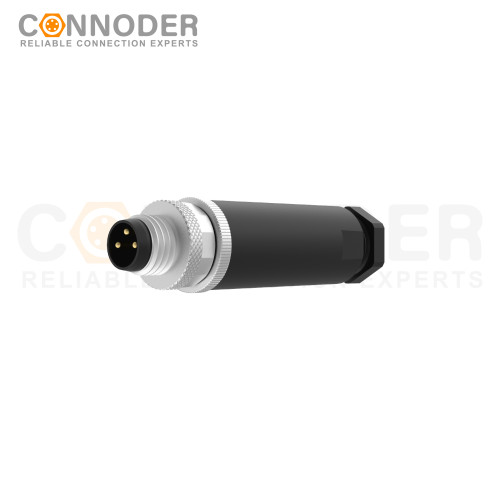 M8 Male Circular Connector-Field Wireable,Straight Plastic Assembled,Solder Connection,A code,