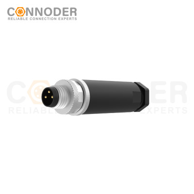 M8 Male Circular Connector-Field Wireable,Straight Plastic Assembled,Solder Connection,A code,