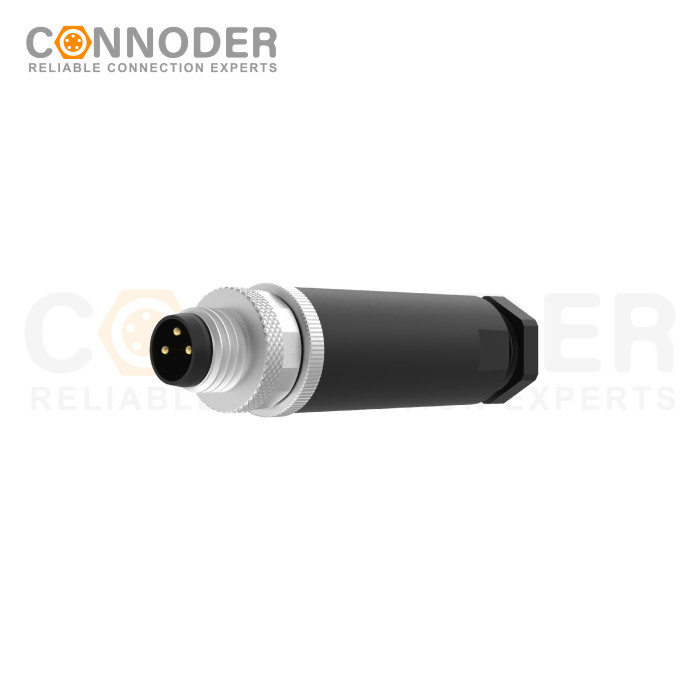 M8 Male Circular Connector-Field Wireable,Straight Plastic Assembled,Solder Connection,A code,