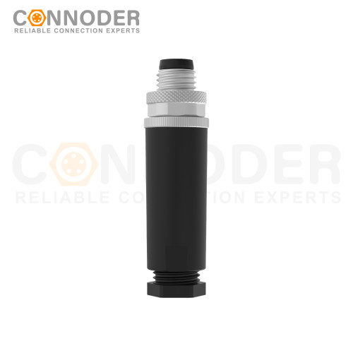 M8 Male Circular Connector-Field Wireable,Straight Plastic Assembled,Solder Connection,A code,