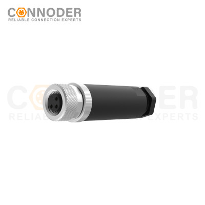 M8 Female Circular Connector-Field Wireable,Straight Plastic Assembled,Solder Connection,A code,