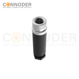 M8 Female Circular Connector-Field Wireable,Straight Plastic Assembled,Solder Connection,A code,