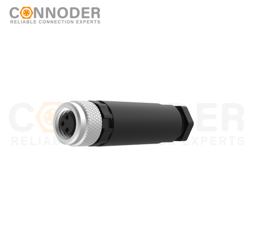 M12 Female Straight Circular Connector-Field Wireable,Screw Connection,A code