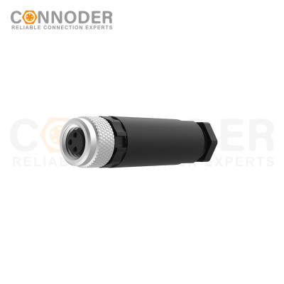 M12 Female Straight Circular Connector-Field Wireable,Screw Connection,A code