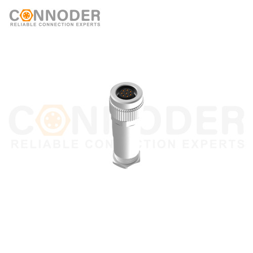 M9 Female Straight Circular Connector-Metal Assembled,Field Wireable,A coded,Solder Connection