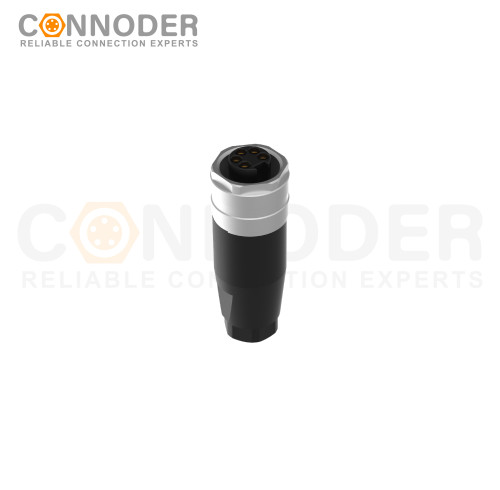 7/8 Female Circular Connector-Field Wireable,Straight Plastic Assembled,Solder Connection,A code,