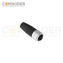 7/8 Female Circular Connector-Field Wireable,Straight Plastic Assembled,Solder Connection,A code,