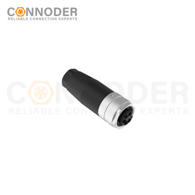 7/8 Female Circular Connector-Field Wireable,Straight Plastic Assembled,Solder Connection,A code,