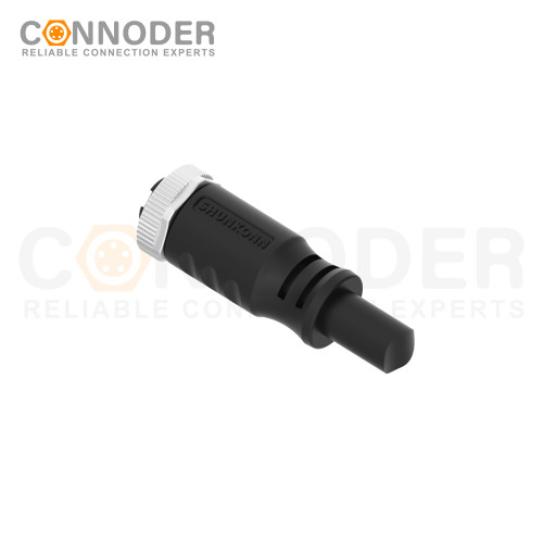 7/8" Female Connecting Cables-Straight Overmolded Cable,UL, PUR, black,Solder Connection,A code,