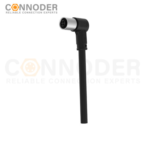 M5 Female Sensor Connecting-Right Angle Overmolded Cable,UL, PUR, black,Solder Connection,A code