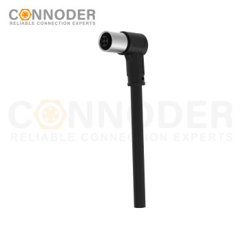 M5 Female Sensor Connecting-Right Angle Overmolded Cable,UL, PUR, black,Solder Connection,A code