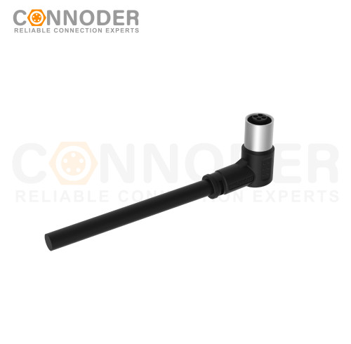 M5 Female Sensor Connecting-Right Angle Overmolded Cable,UL, PUR, black,Solder Connection,A code