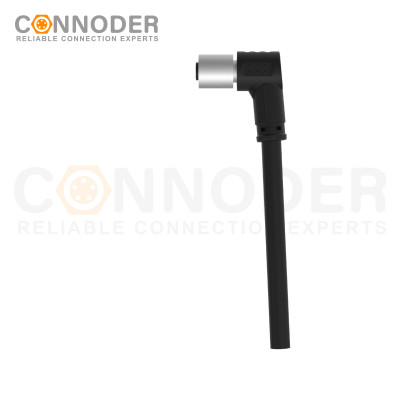 M5 Female Sensor Connecting-Right Angle Overmolded Cable,UL, PUR, black,Solder Connection,A code