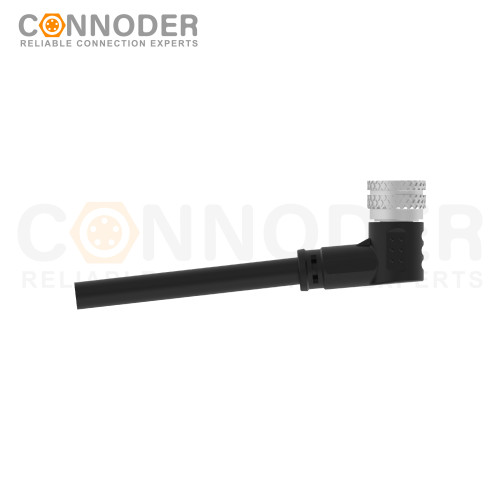 M8 Female Sensor Connecting-Right Angle Overmolded Cable,UL, PUR, black,Solder Connection,A code