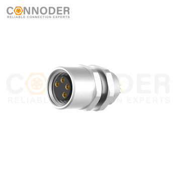 M8 Female Circular Connector-Panel Mount,Solder Connection,A code,M8*0.5, Rear Fastened