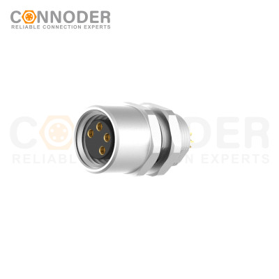M8 Female Circular Connector-Panel Mount,Solder Connection,A code,M8*0.5, Rear Fastened