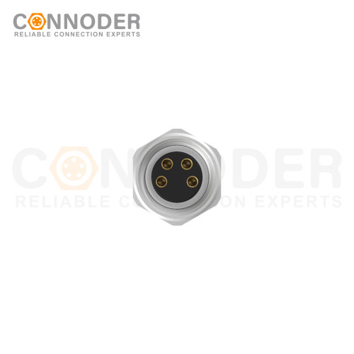 M8 Female Circular Connector-Panel Mount,Solder Connection,A code,M8*0.5, Rear Fastened