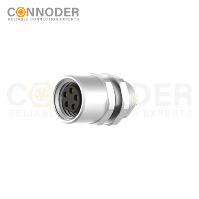 M8 Female Circular Connector-Panel Mount,Solder Connection,B code,M8*0.5, Rear Fastened
