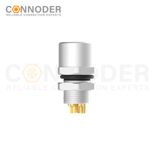 M8 Female Circular Connector-Panel Mount,Solder Connection,B code,M8*0.5, Rear Fastened