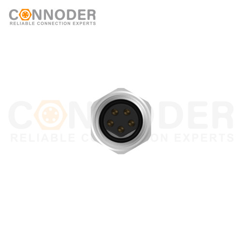 M8 Female Circular Connector-Panel Mount,Solder Connection,B code,M8*0.5, Rear Fastened