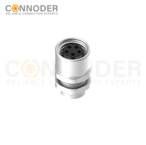 M8 Female Circular Connector-Panel Mount,Solder Connection,B code,M8*0.5, Rear Fastened