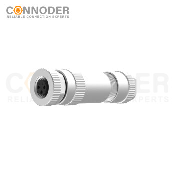 M8 Female Circular Connector-Field Wireable,Straight Metal Assembled,Screw type Connection,A code,
