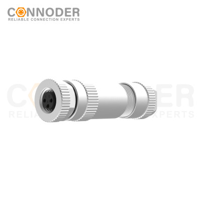 M8 Female Circular Connector-Field Wireable,Straight Metal Assembled,Screw type Connection,A code,