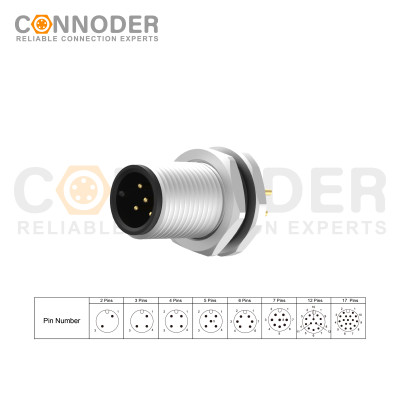Wholesale M12 5 Pin Circular Connector | A Code 5 Pin Front Fastened Panel Mount For Pcb Straight Industrial Applications