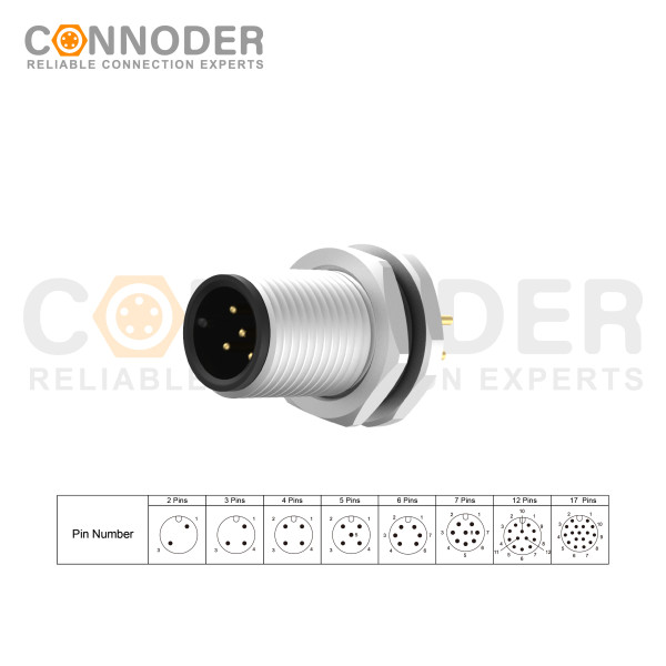 Wholesale M12 Circular Connector | A Code Front Fastened Panel Mount For Pcb Straight Industrial Applications