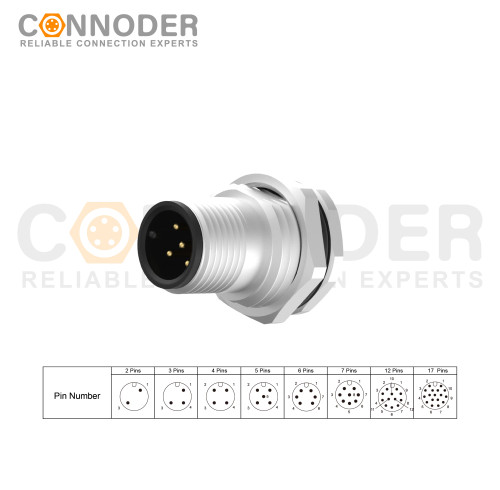 Wholesale M12 4 Pin Circular Connector | 4 Pin Cored Male Aviation Panel Mount Connector Aviation Panel Back Mount Flange Socket Sensor Connector