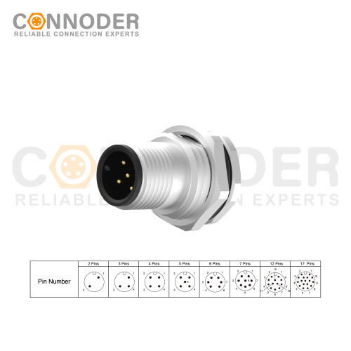 Wholesale M12 Circular Connector | Cored Male Aviation Panel Mount Connector Aviation Panel Back Mount Flange Socket Sensor Connector