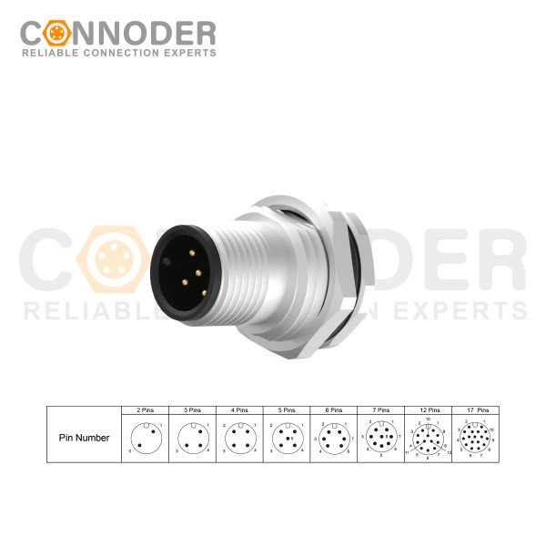 Wholesale M12 Circular Connector | Cored Male Aviation Panel Mount Connector Aviation Panel Back Mount Flange Socket Sensor Connector