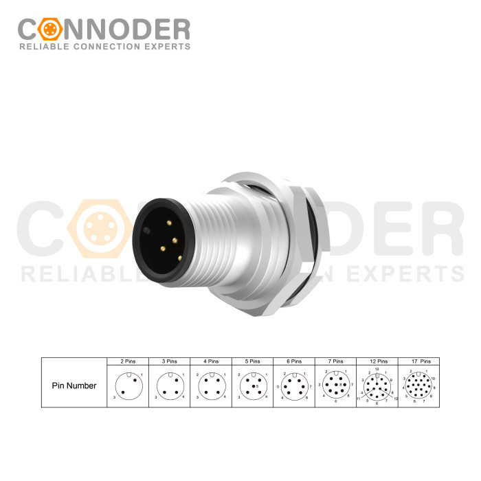 Wholesale M12 4 Pin Circular Connector | 4 Pin Cored Male Aviation Panel Mount Connector Aviation Panel Back Mount Flange Socket Sensor Connector