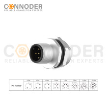 M12 A Circular Connector | Male Panel Mount,Solder Connection,A code,M16x1.5 For Rear Fastened