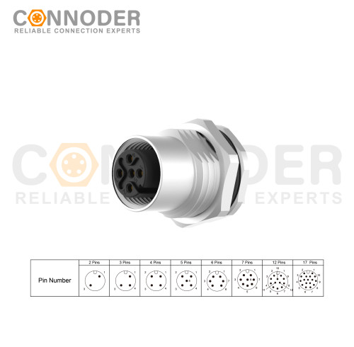 Wholesale M12 5 Pin Circular Connector | Panel Mount,Solder Connection,A code,M16x1.5, Front Fastened