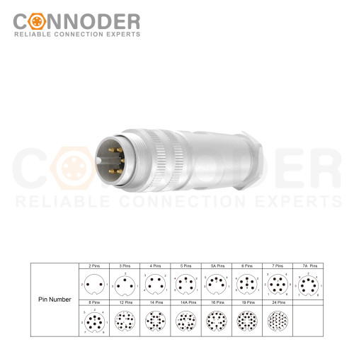 Wholesale M16 Female 5 Pin Circular Connector | Field Assembly Type,A Code,Solder Connection, Straight Metal Assembled , Ip67 Waterproof