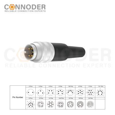 Wholesale M16 Male 5 Pin Circular Connector |  waterproof IP65 Straight Metal Plastic Solder Assembly plug 2 3 4 5 6 7 8 12 14 16 19 24Pin with Plastic Tube