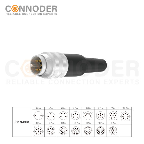 Wholesale M16 Male 5 Pin Circular Connector |  waterproof IP65 Straight Metal Plastic Solder Assembly plug 2 3 4 5 6 7 8 12 14 16 19 24Pin with Plastic Tube