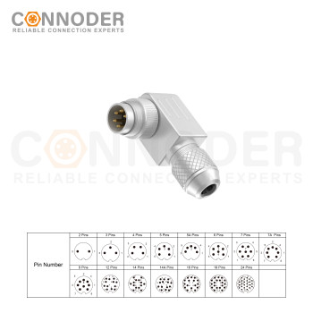 Wholesale M16 Male Circular Connector | Right Angled Metal Assembled Connector Shield 2 3 4 5 6 8 12 14 16 19 24 Pin Aviation Plug Connector